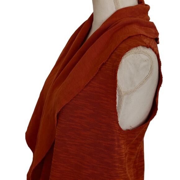 Matilda Jane Size XS Pumpkin Orange Run Through Sweater Open Vest Drape Collar - Picture 3 of 6